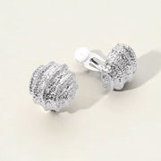 Textured Metal Ripple Ball Clip On Earrings