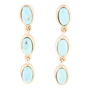 Three Times the Blue Turquoise Golden Drop Earrings