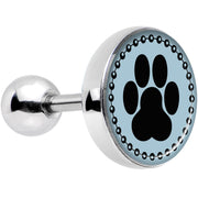 16G Black on Blue Paw Print Tragus Cartilage Earring