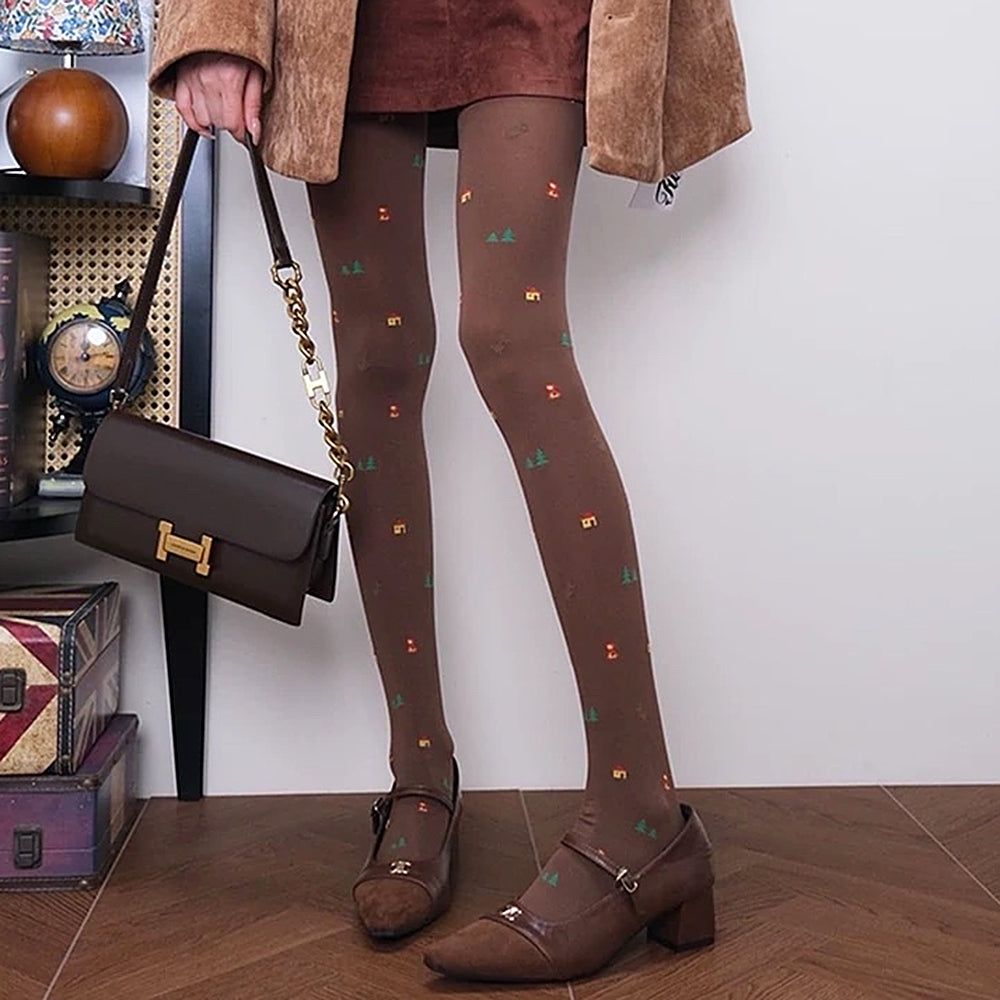 TIGHTS CABIN TREES TINY WORLD COZY TIGHTS AND SHOES SET