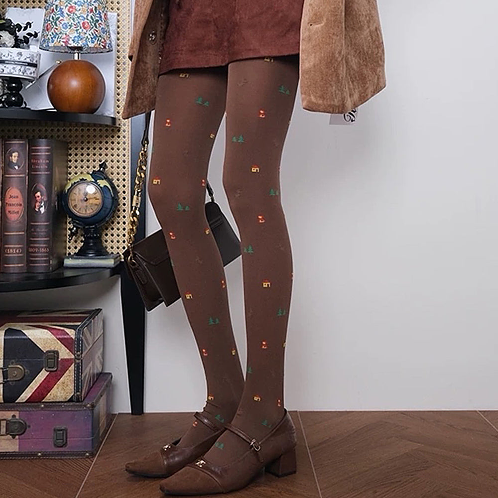 TIGHTS CABIN TREES TINY WORLD COZY TIGHTS AND SHOES SET