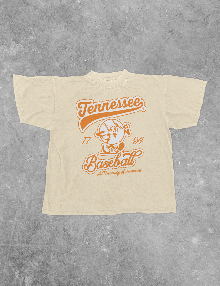 Underground Original Design: Tennessee Vols Baseball Cartoon Boxy Cotton TShirt
