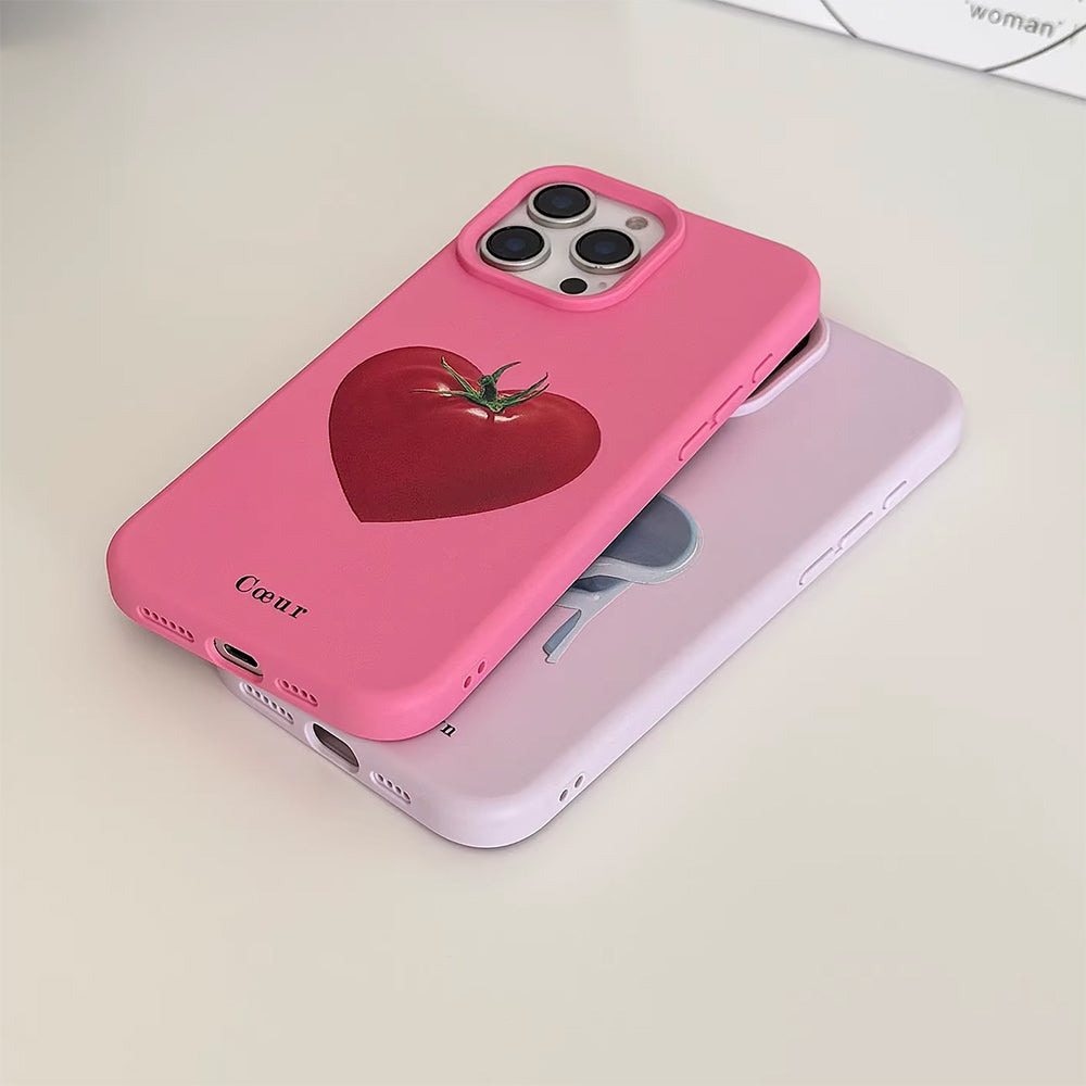 TOMATO HEART PINK SOFT-TOUCH SILICONE PHONE CASE