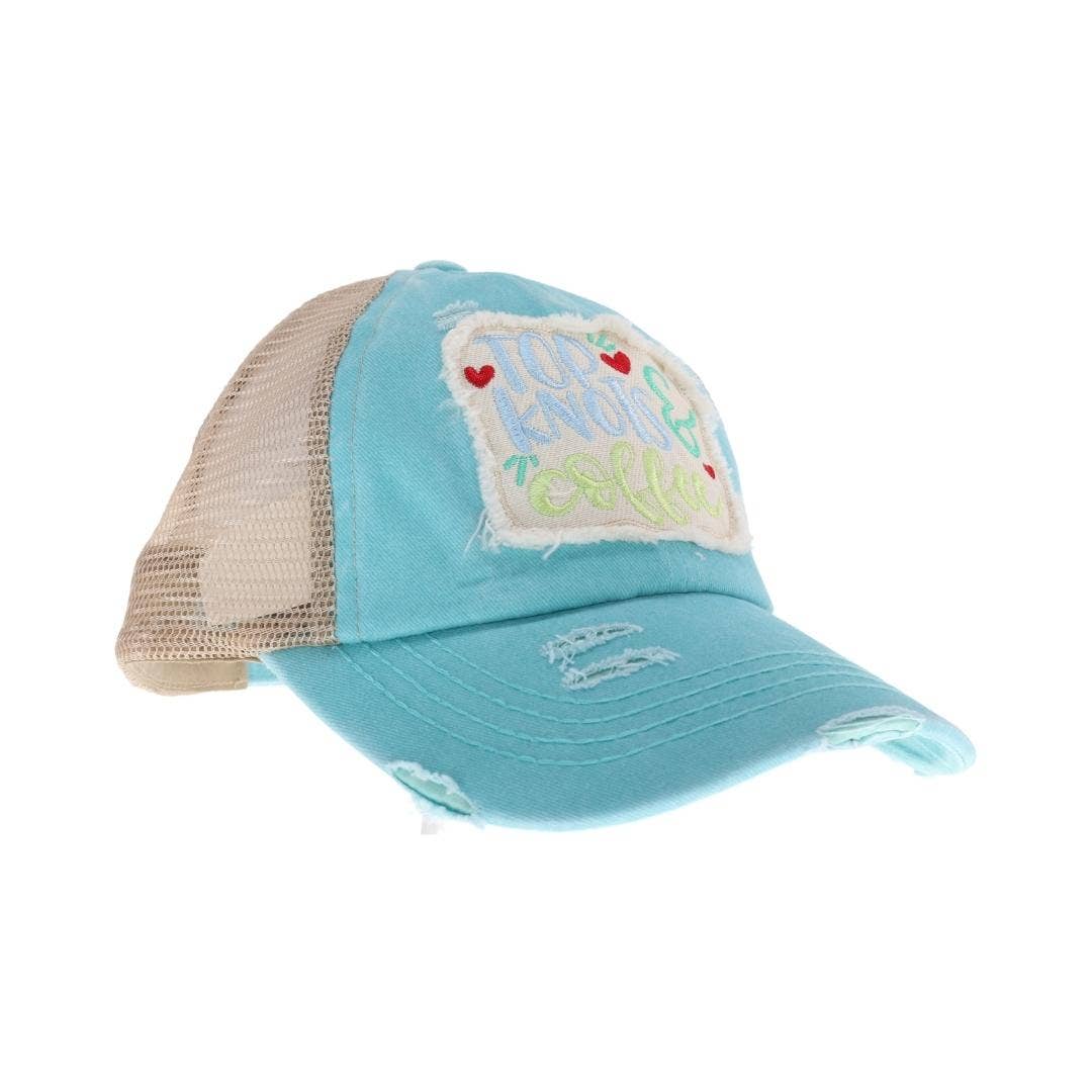 Top Knots and Coffee Patch C.C High Pony Criss Cross Ball Cap