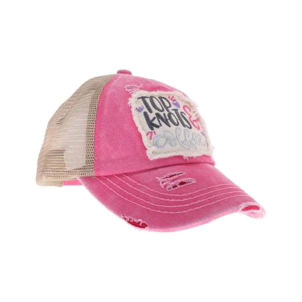 Top Knots and Coffee Patch C.C High Pony Criss Cross Ball Cap