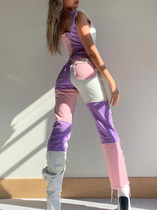 TRENDY PASTEL PATCHWORK BOYFRIEND JEANS