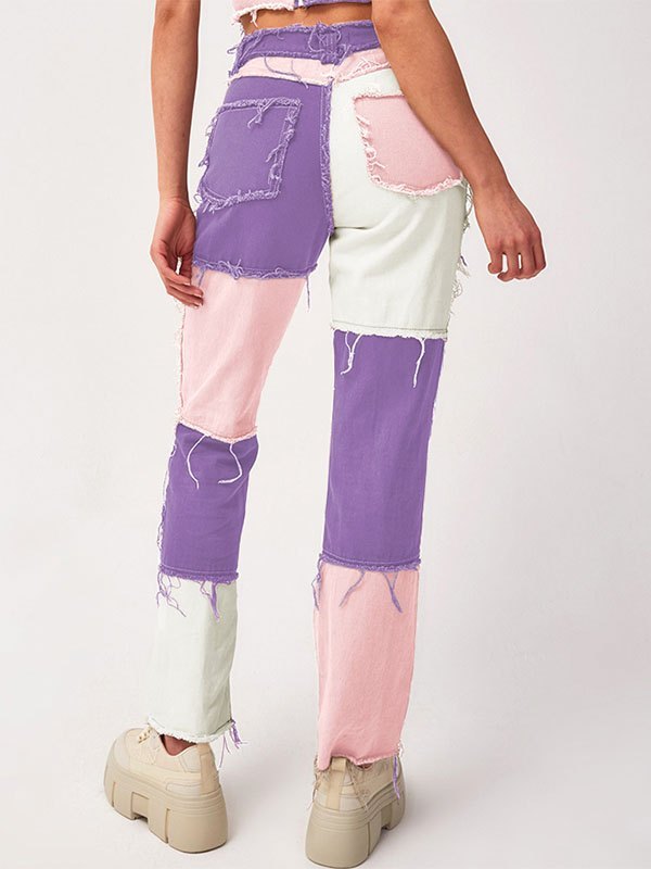 TRENDY PASTEL PATCHWORK BOYFRIEND JEANS