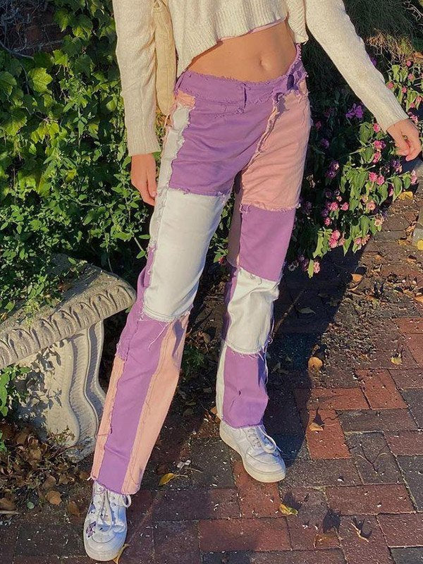 TRENDY PASTEL PATCHWORK BOYFRIEND JEANS