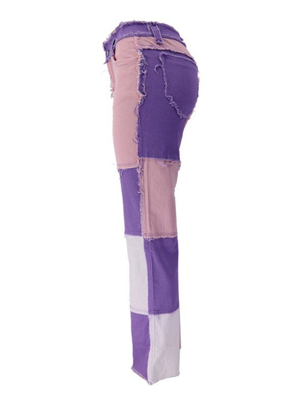 TRENDY PASTEL PATCHWORK BOYFRIEND JEANS