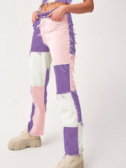 TRENDY PASTEL PATCHWORK BOYFRIEND JEANS