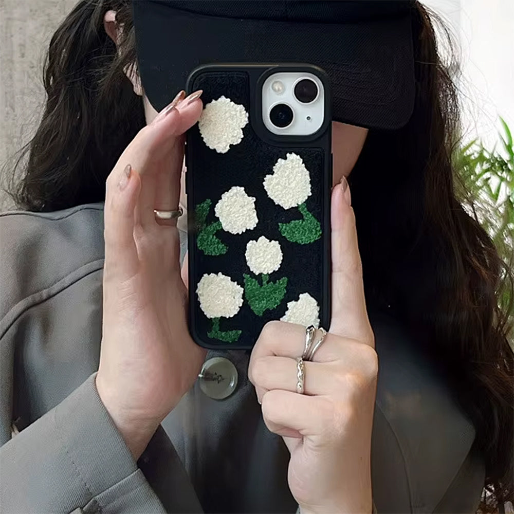 TULIP EMBROIDERY IPHONE CASE FLORAL IPHONE CASE