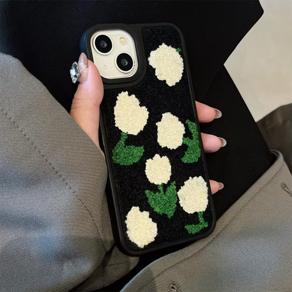 TULIP EMBROIDERY IPHONE CASE FLORAL IPHONE CASE