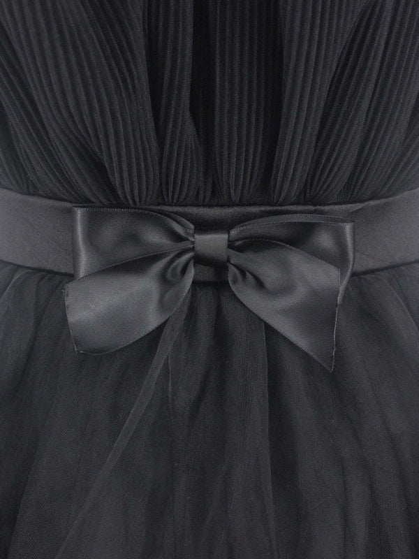 Black Tulle Bow Tulle Dress featuring a stylish satin bow detail