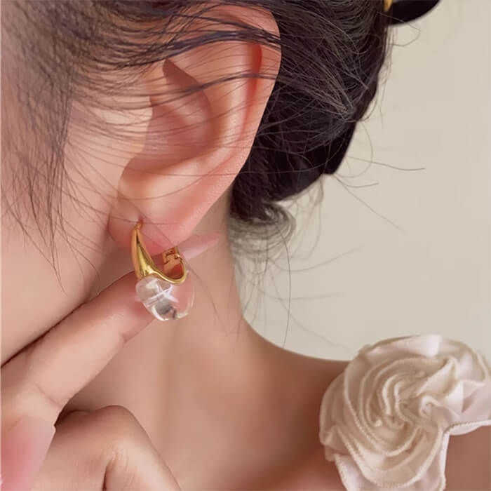 TWO-TONE HOOP EARRINGS MINIMALIST CLEAR ACRYLIC