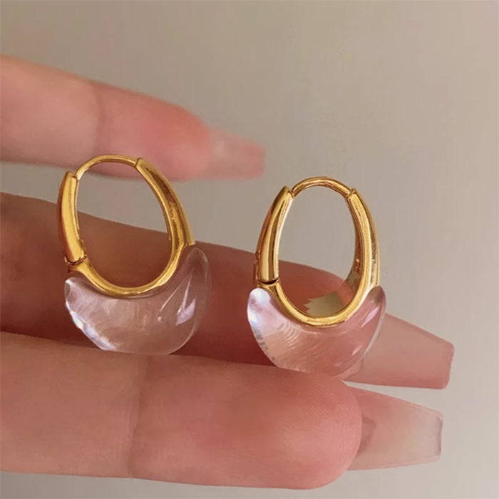 TWO-TONE HOOP EARRINGS MINIMALIST CLEAR ACRYLIC