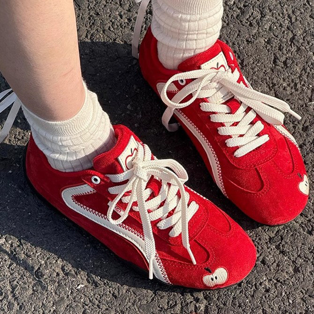 TWO-TONE SNEAKER: APPLE TWO-TONE FAUX SUEDE SHOE