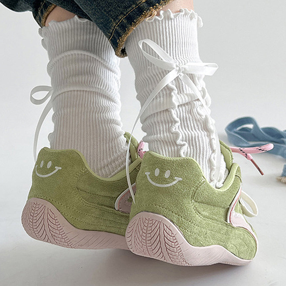 TWO-TONE SNEAKER: APPLE TWO-TONE FAUX SUEDE SHOE