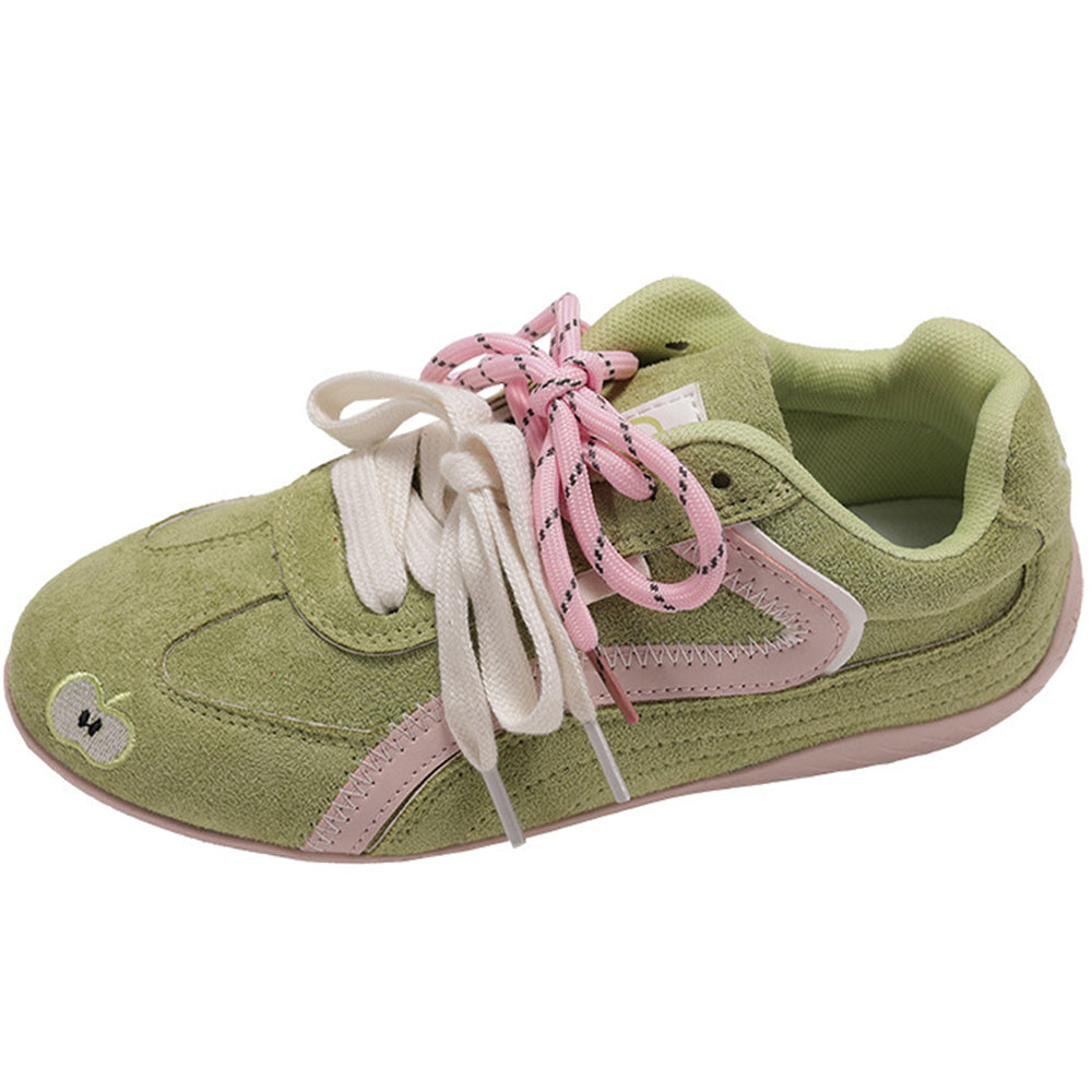 TWO-TONE SNEAKER: APPLE TWO-TONE FAUX SUEDE SHOE