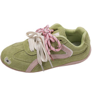 TWO-TONE SNEAKER: APPLE TWO-TONE FAUX SUEDE SHOE