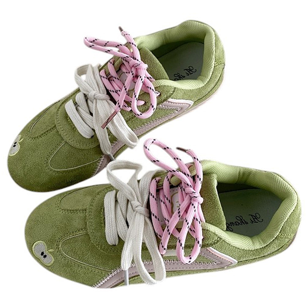 TWO-TONE SNEAKER: APPLE TWO-TONE FAUX SUEDE SHOE