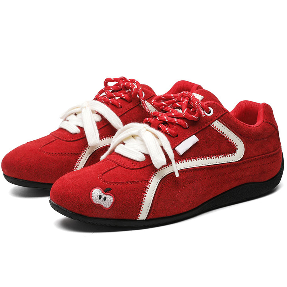 TWO-TONE SNEAKER: APPLE TWO-TONE FAUX SUEDE SHOE