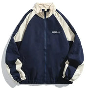 TWO-TONE ZIP-UP JACKET HIP HOP VARSITY STYLE