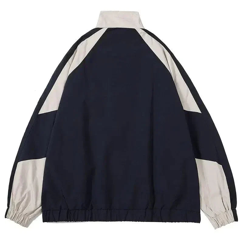 TWO-TONE ZIP-UP JACKET HIP HOP VARSITY STYLE
