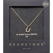 -U- Secret Box 14K Gold Dipped Cubic Zirconia Initial Monogram Pendant Necklace