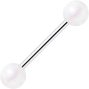 Matte Iridescent White 6mm Acrylic Ball Barbell Tongue Ring