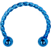 16G 1/2 Light Blue Seriously Twisted Horseshoe Circular Barbell