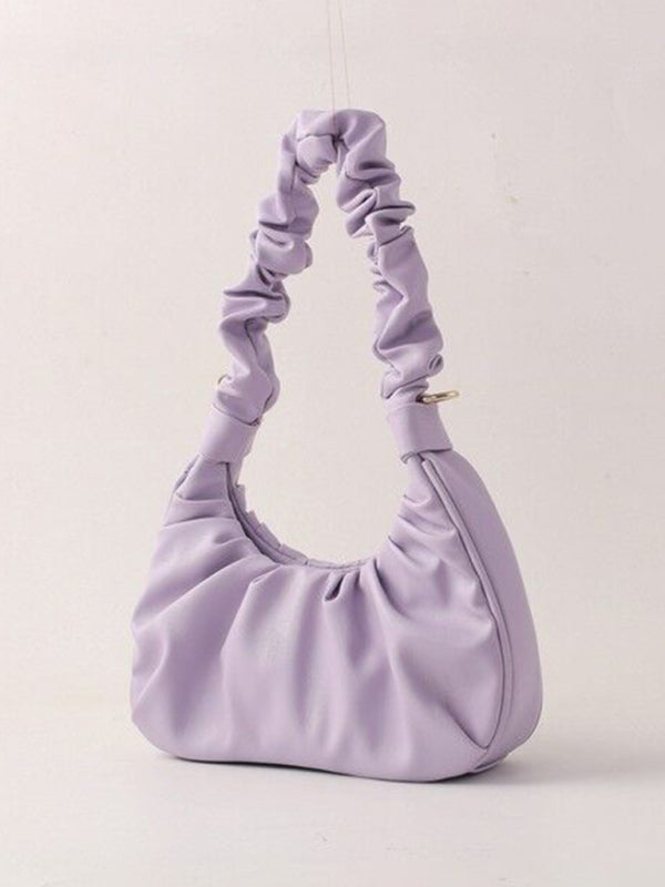Underarm bag women’s cloud pleat bag baguette one shoulder Messenger - Purple / F