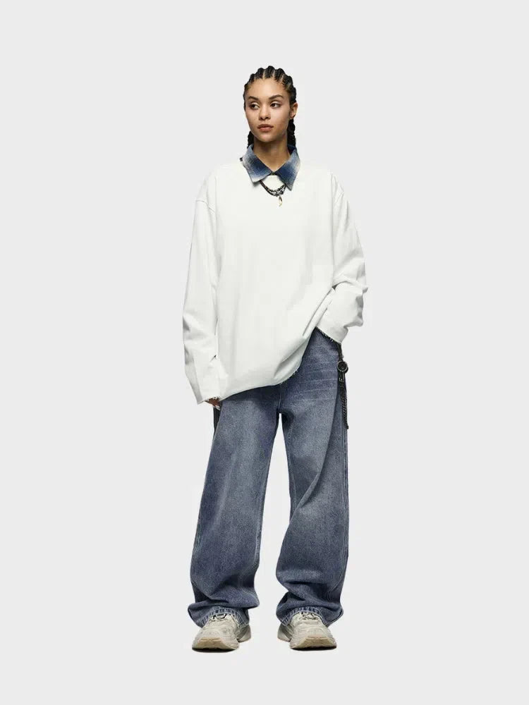 WIDE-LEG DENIM JEANS BLUE BAGGY DENIM FOR EFFORTLESS STYLE