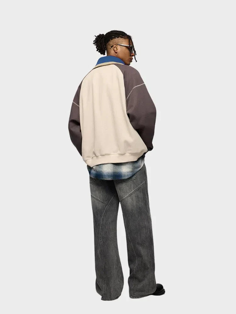 GRAY WIDE-LEG JEANS BAGGY DENIM JEANS
