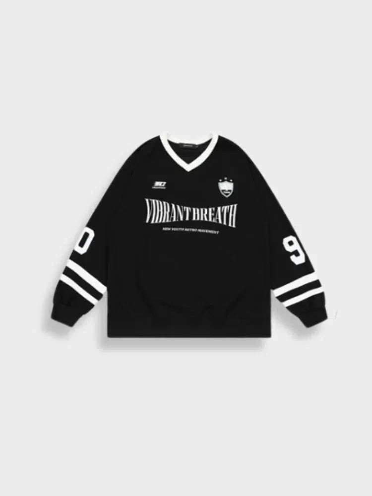 UNISEX CASUAL LONG SLEEVE JERSEY WITH WHITE ACCENTS