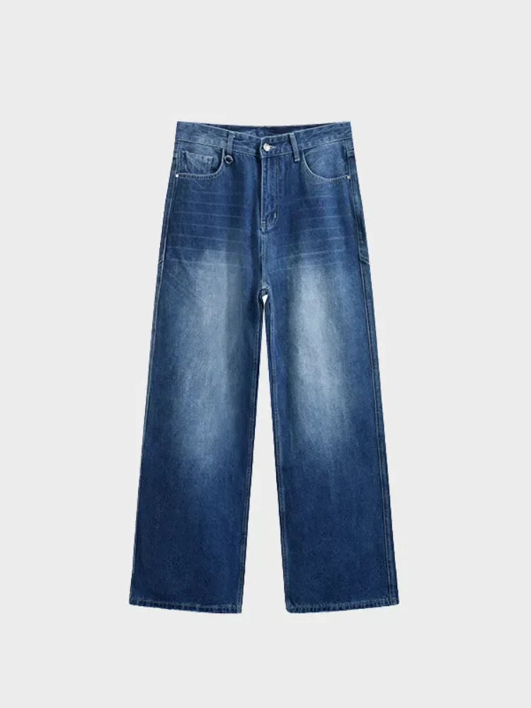 BLUE WIDE-LEG DENIM JEANS UNISEX JEANS