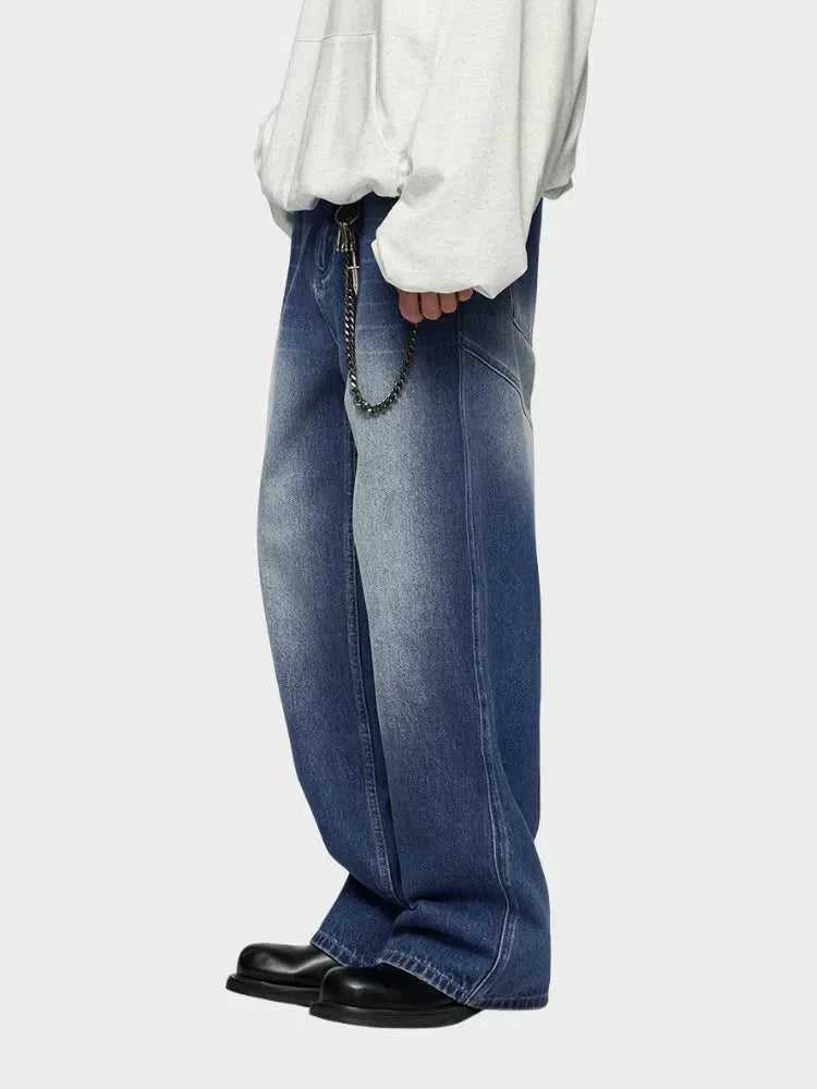 BLUE WIDE-LEG DENIM JEANS UNISEX JEANS