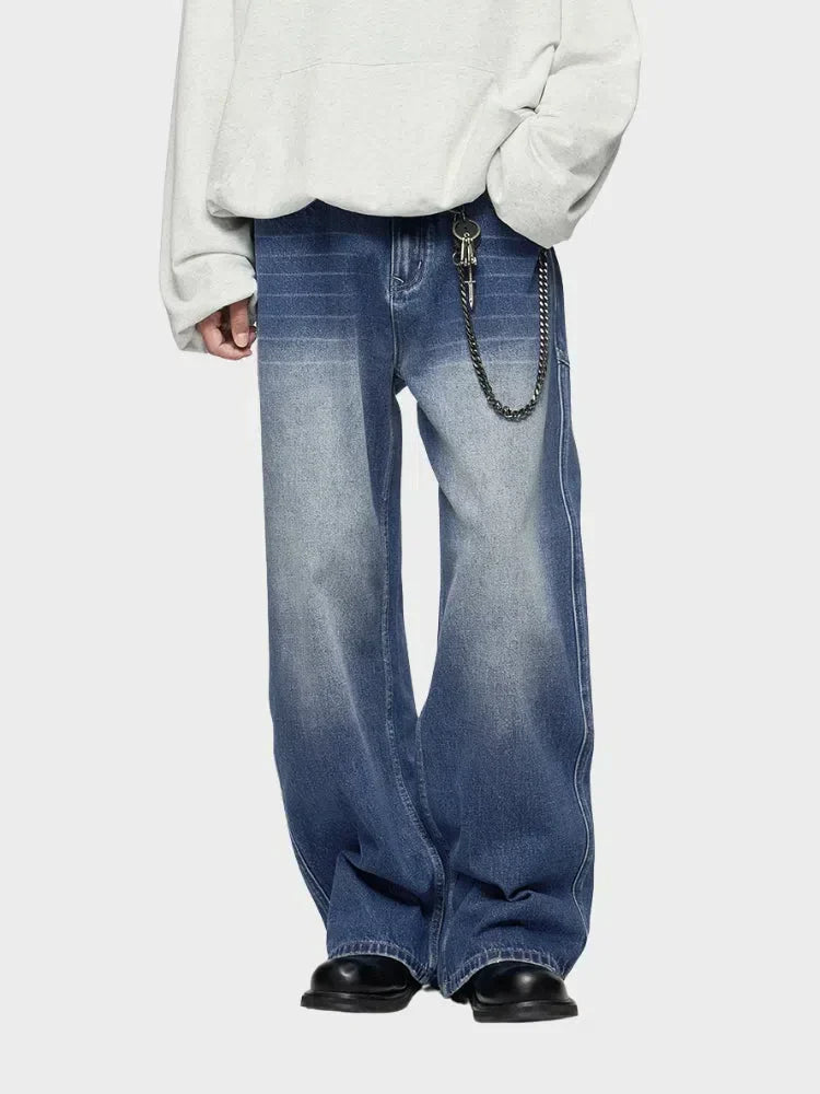 BLUE WIDE-LEG DENIM JEANS UNISEX JEANS