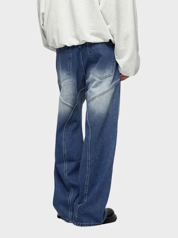 BLUE WIDE-LEG DENIM JEANS UNISEX JEANS