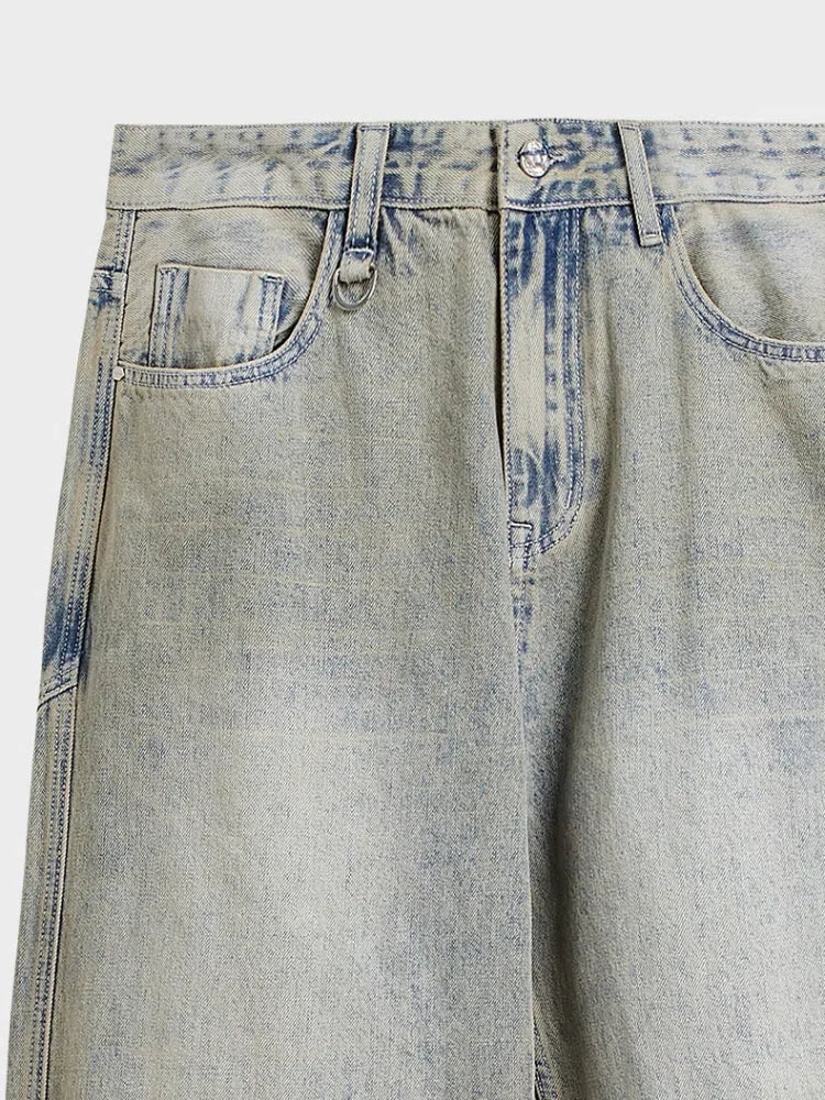 LIGHT WASH WIDE-LEG DENIM JEANS BAGGY DENIM STYLE