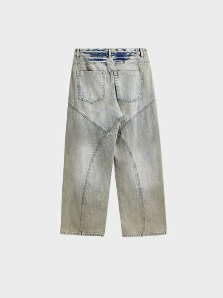 LIGHT WASH WIDE-LEG DENIM JEANS BAGGY DENIM STYLE
