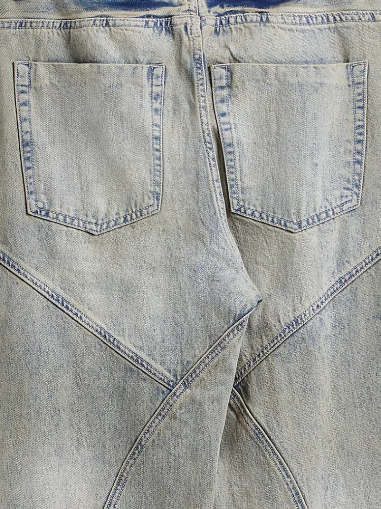 LIGHT WASH WIDE-LEG DENIM JEANS BAGGY DENIM STYLE