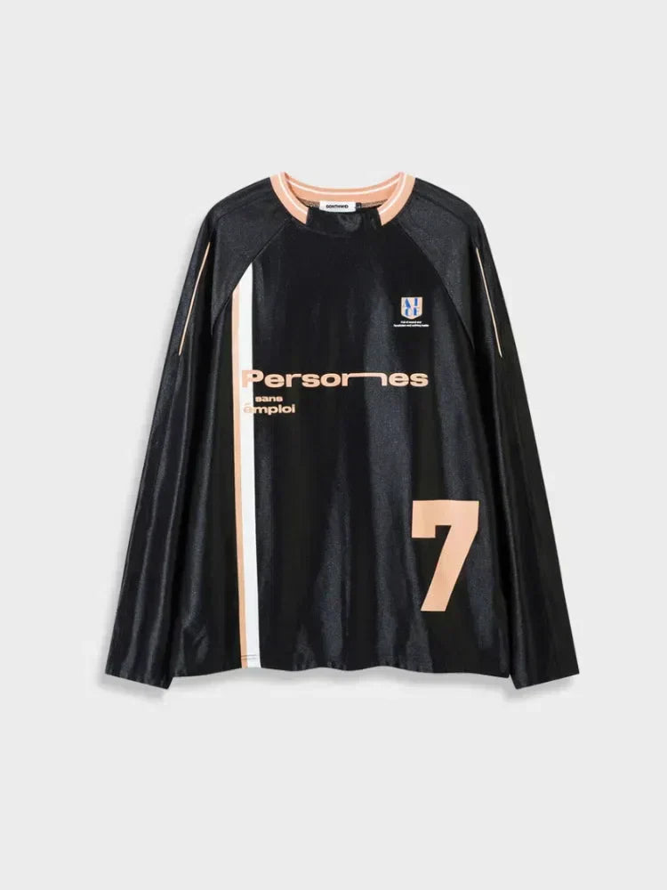 UNISEX LONG-SLEEVED T-SHIRT WITH BLACK AND RED ACCENTS FOR MODERN STREETWEAR