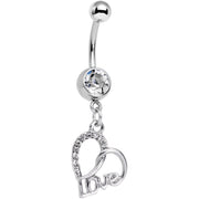 Clear Gem Love in Your Heart Dangle Belly Ring