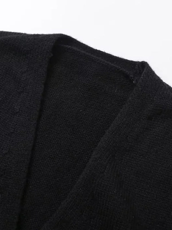 V-neck button-down cardigan