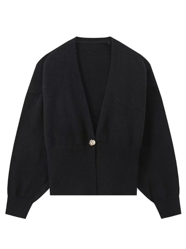 V-neck button-down cardigan