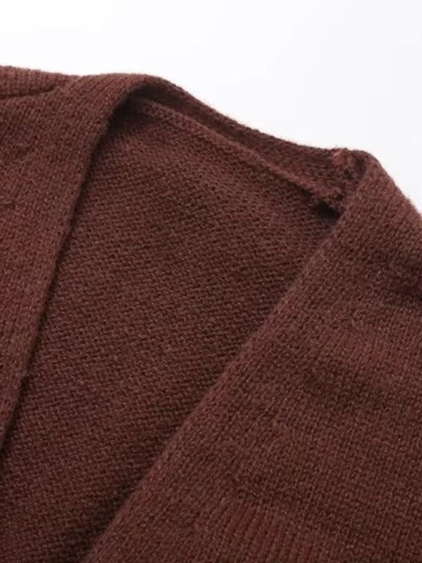 V-neck button-down cardigan