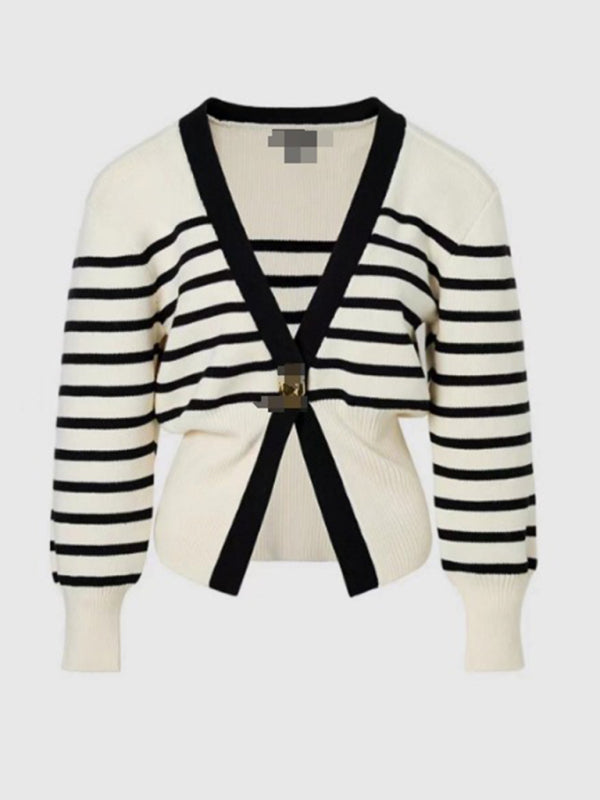 V-neck button-down cardigan