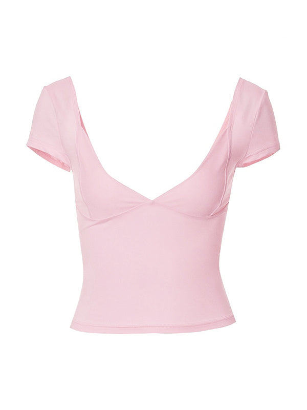 V-NECK TOP WHITE ELEGANT DEEP V-NECK DESIGN