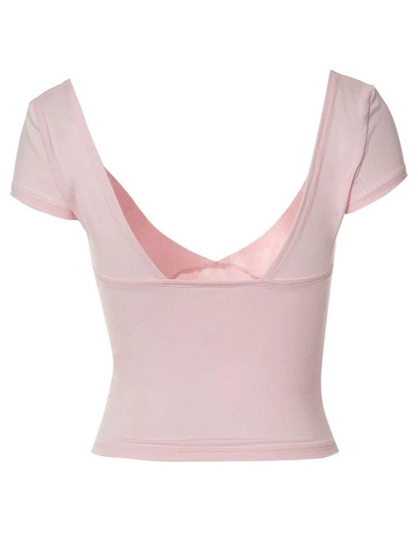 V-NECK TOP WHITE ELEGANT DEEP V-NECK DESIGN