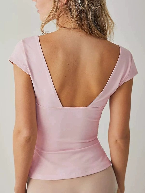 V-NECK TOP WHITE ELEGANT DEEP V-NECK DESIGN